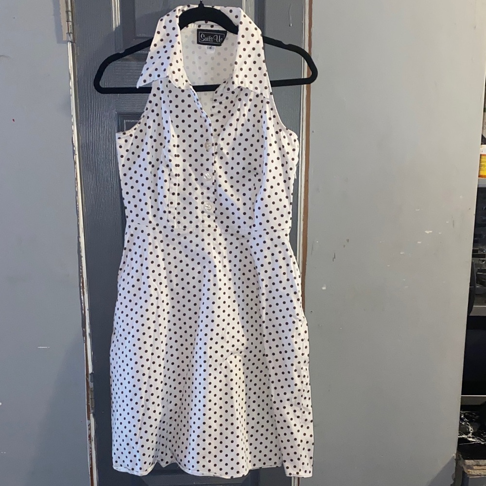 Chic White Polka Dot Midi Dress